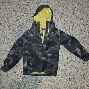 Columbia Kids' Black Camouflage Raincoat with Yellow Lining